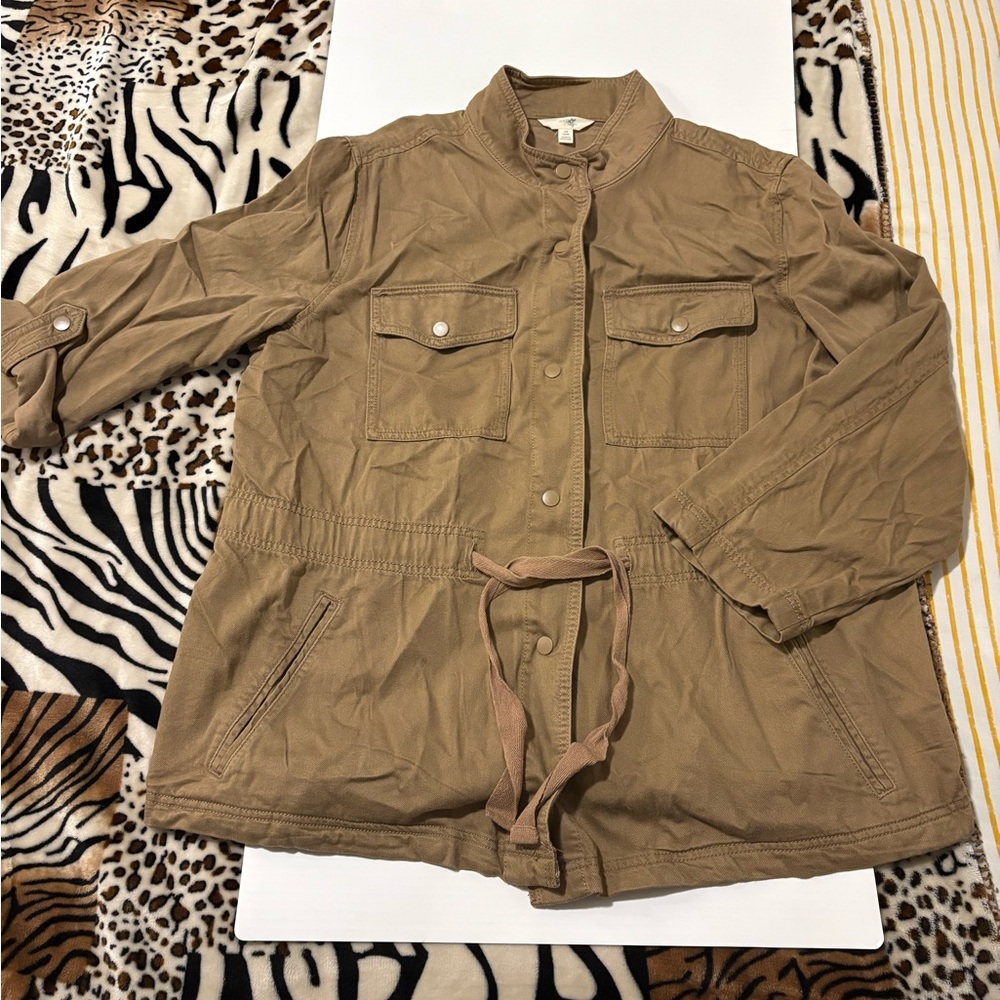 Women's Brown Utility Jacket 0X‎ (14W) – Cotton Blend with Adjustable Sleeves